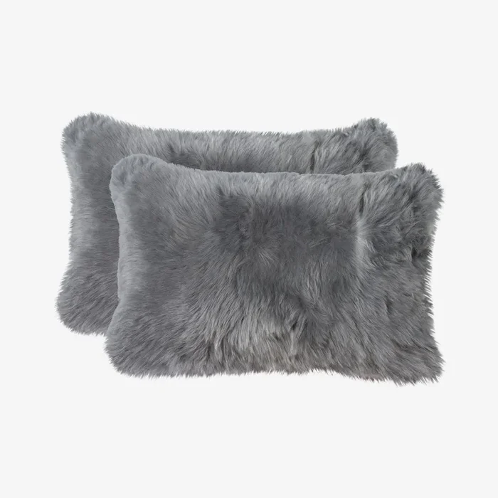 New Zealand Sheepskin Pillows – Grey – Set of 2 by Natural