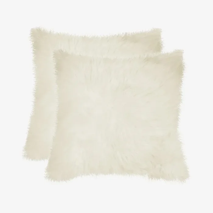 New Zealand Sheepskin Square Pillows – Natural – Set of 2 by Natural