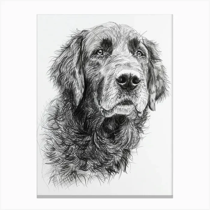 Newfoundland Dog Line Sketch 1 Canvas Print by Woof and Whiskers