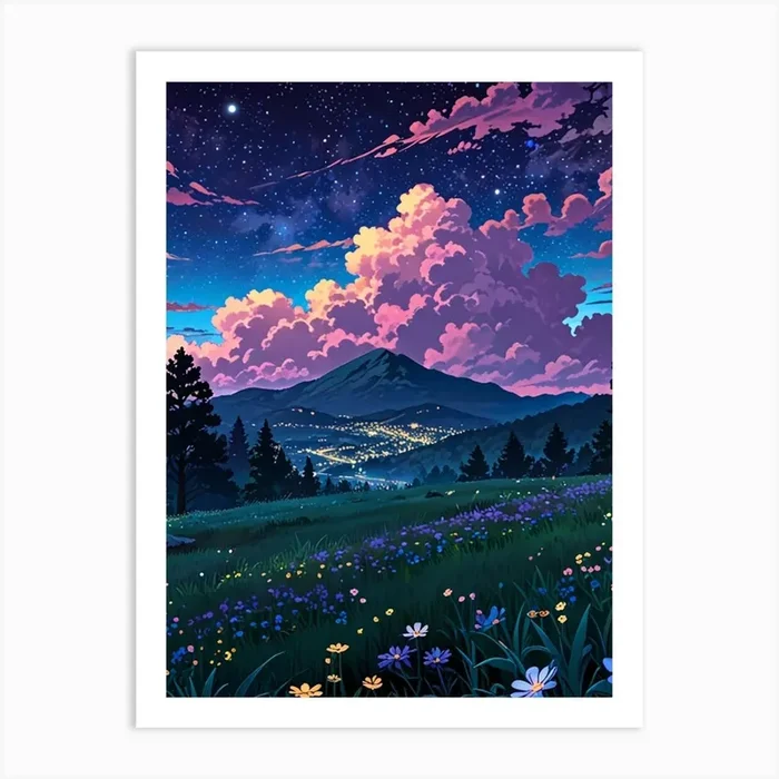 Night Sky Anime aesthetic 58 Art Print by ontoseno