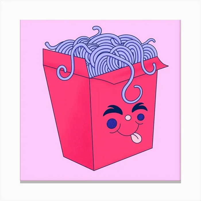 Noodles Square Canvas Print by Rosaline Thomas