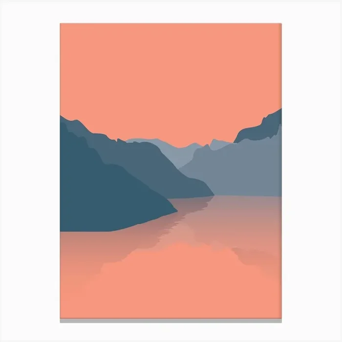 Nordic Dusk Minimalist Light Pink And Blue Canvas Print by Sera/Lina LAB