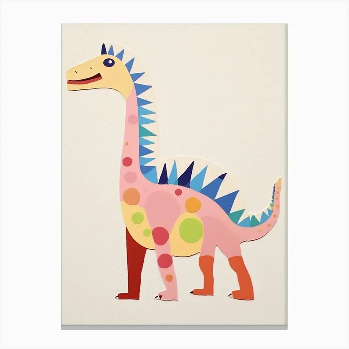 Nursery Dinosaur Art Amargasaurus 3 Canvas Print by Scribble Studio