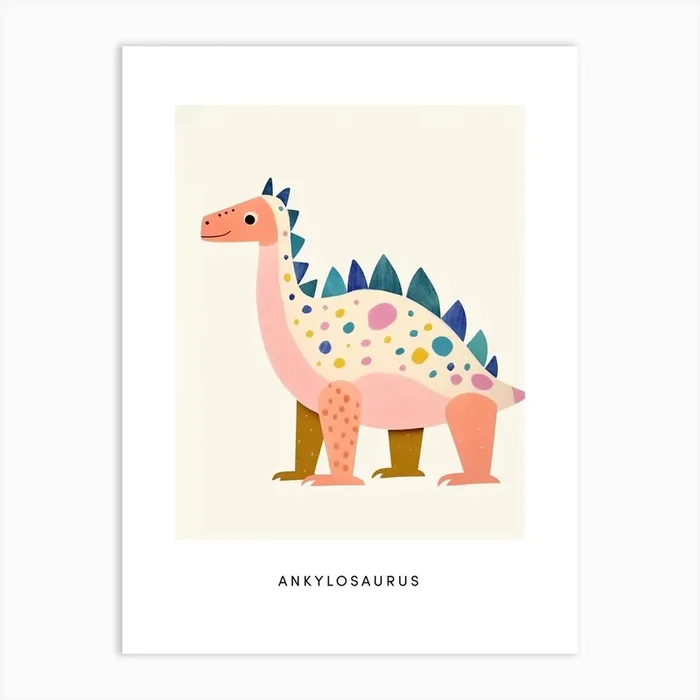 Nursery Dinosaur Art Ankylosaurus 2 Poster Art Print by Scribble Studio