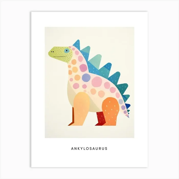 Nursery Dinosaur Art Ankylosaurus 3 Poster Art Print by Scribble Studio