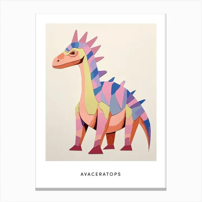 Nursery Dinosaur Art Avaceratops 3 Poster Canvas Print by Scribble Studio