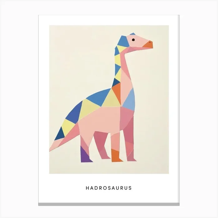Nursery Dinosaur Art Hadrosaurus 1 Poster Canvas Print by Scribble Studio