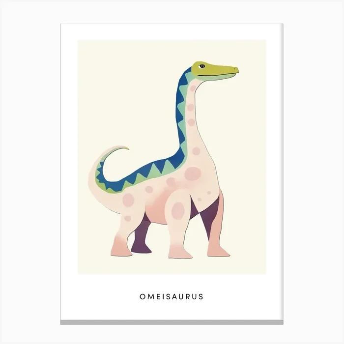 Nursery Dinosaur Art Omeisaurus Poster Canvas Print by Scribble Studio