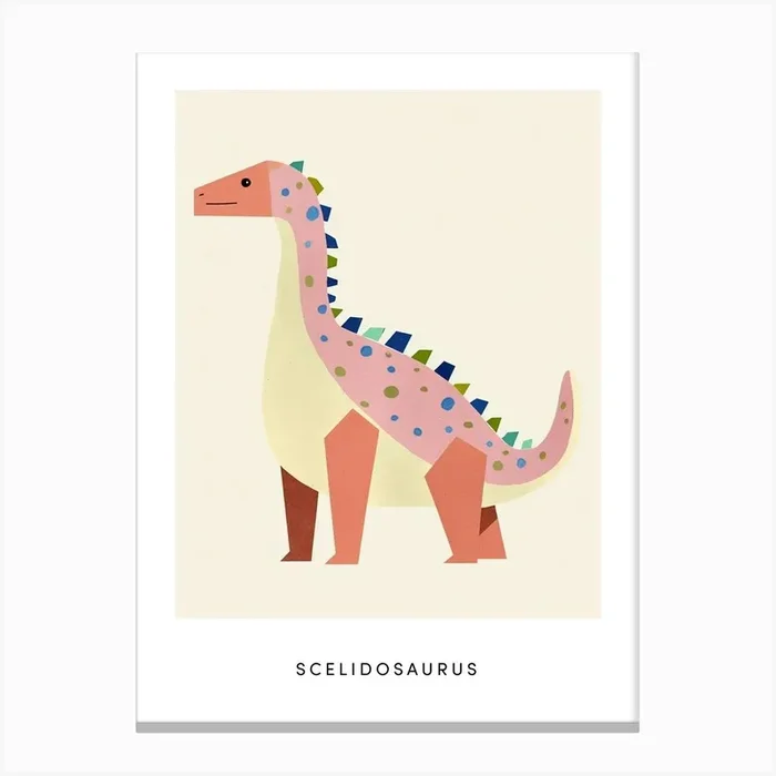 Nursery Dinosaur Art Scelidosaurus 1 Poster Canvas Print by Scribble Studio