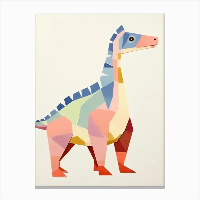 Nursery Dinosaur Art Tsintaosaurus 2 Canvas Print by Scribble Studio