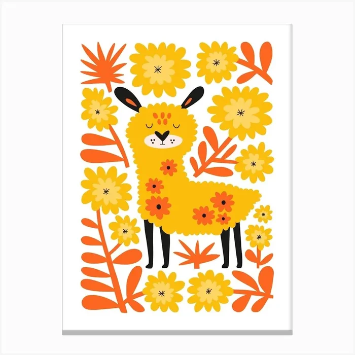 Nursery Llama Animal Canvas Print by Blim and Blum