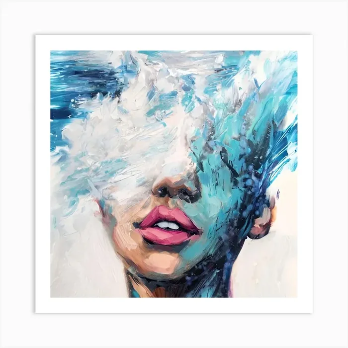 Ocean Whisper: Feminine Grace in the Maritime Realm Art Print by Bejaoui Adli