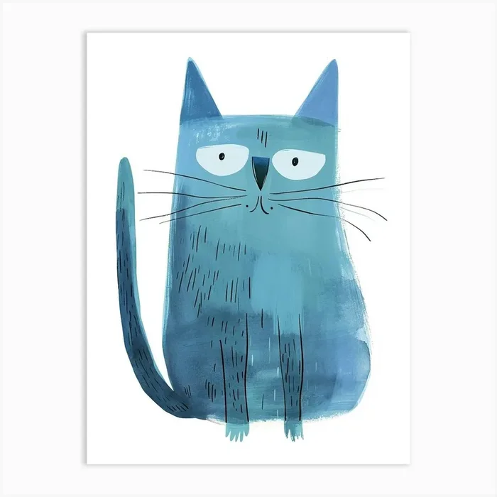 Ojos Azules Cat Clipart Illustration 2 Art Print by Woof and Whiskers