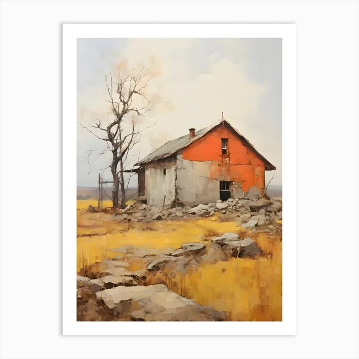 Old Stone Farm Warm Tones 2 Art PrintSC by S.K. Coghlan