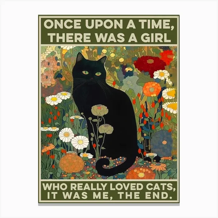 Once Upon A Time There Was A Girl Who Liked Cats Kilmt Cat Garden Canvas Print by Mambo