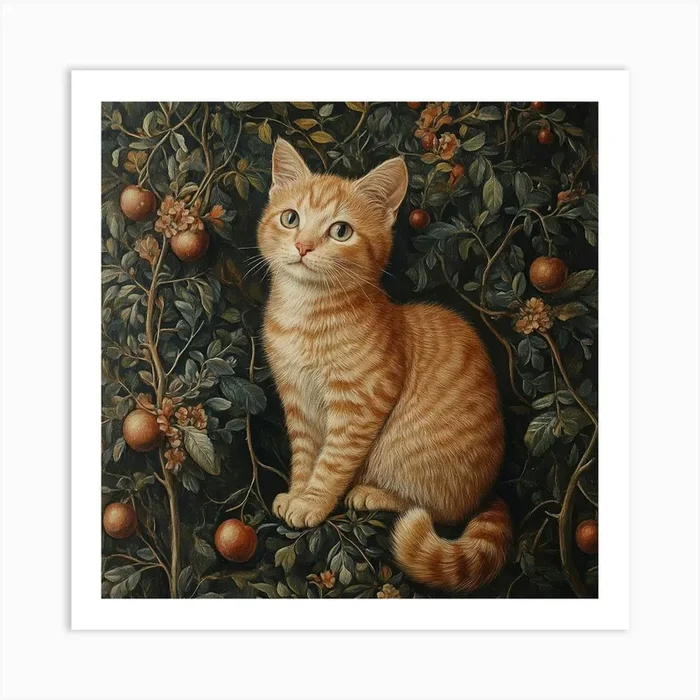 Orange Cat Art Art PrintS by Saiful