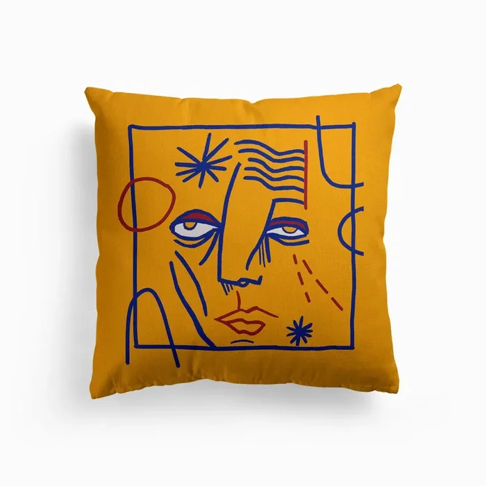 Orange Face Canvas Cushion by Chloe Watts Illustration