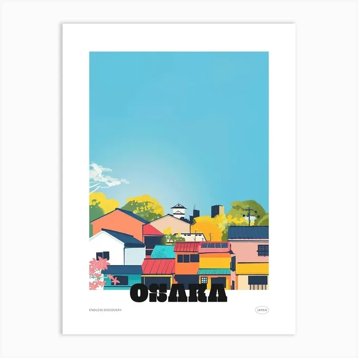 Osaka Japan 1 Colourful Travel Poster Art Print by Japan Journey