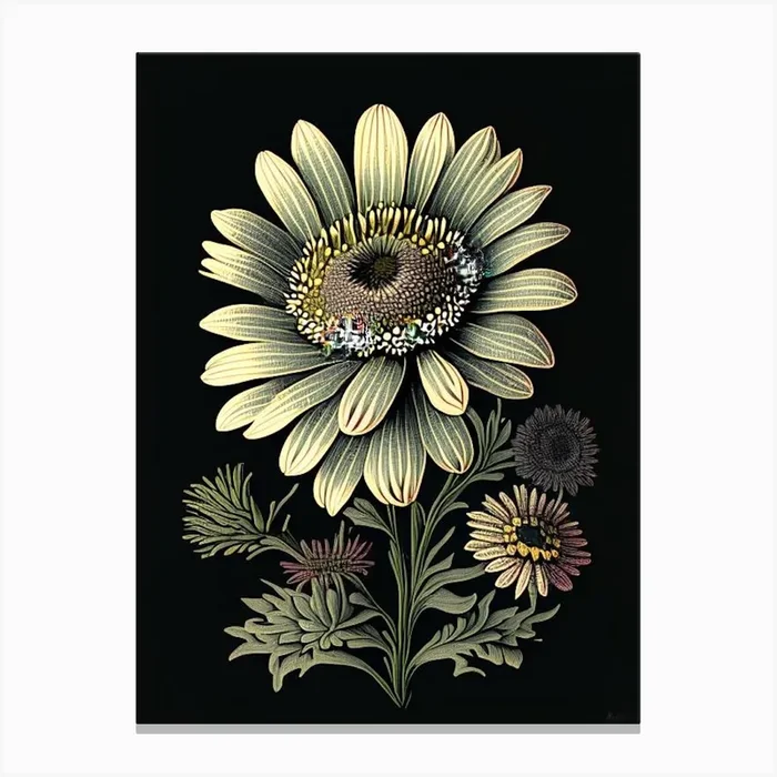 Osteospermum 3 Floral Botanical Vintage Poster Flower Canvas PrintPP by Petal Palette