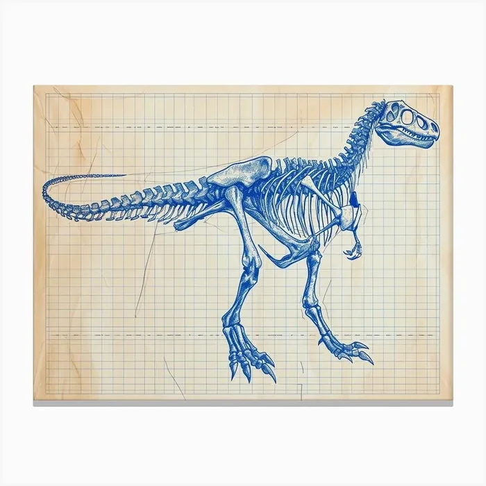 Ouranosaurus Dinosaur Skeleton Blueprint Canvas Print by Dino Delights
