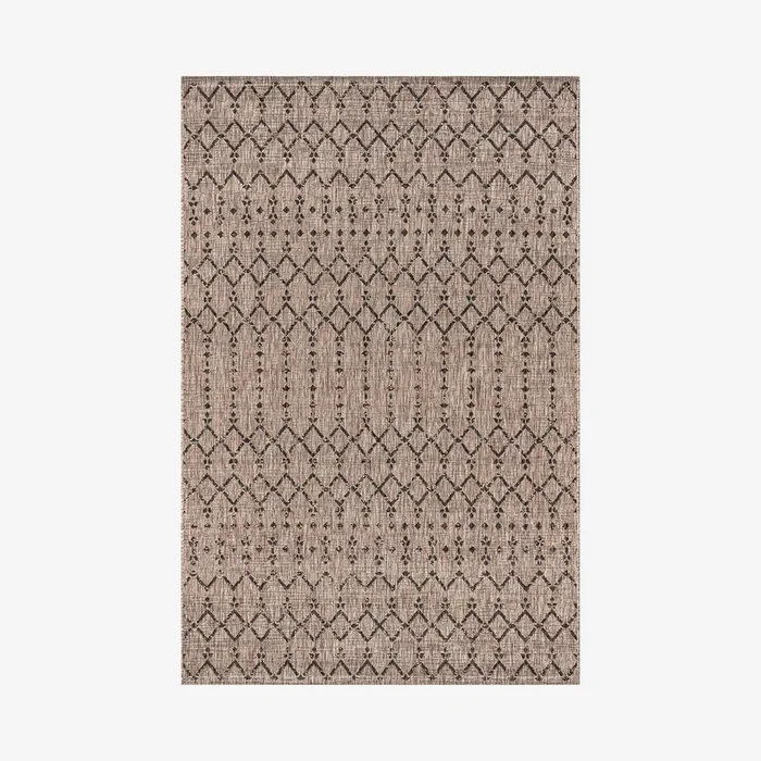 Ourika Textured Weave Indoor / Outdoor Area Rug – Natural / Black by JONATHAN Y