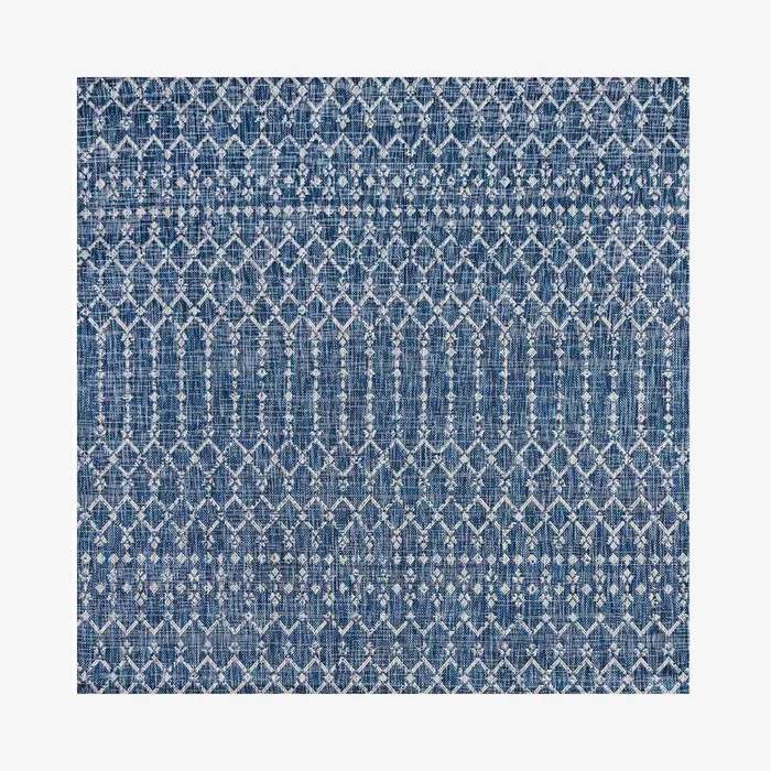 Ourika Textured Weave Indoor / Outdoor Square Area Rug – Navy / Light Gray by JONATHAN Y