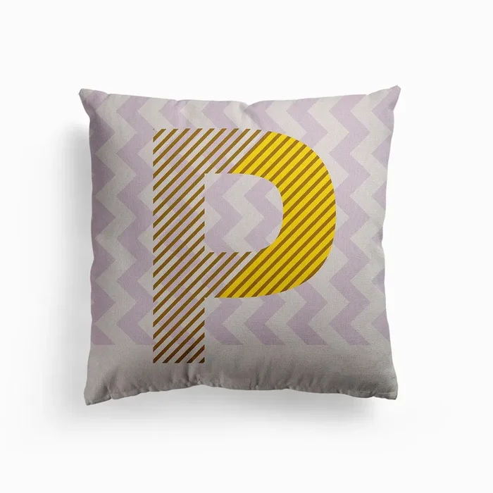 P Typeface Alphabet Canvas Cushion by Lazy Day Paper