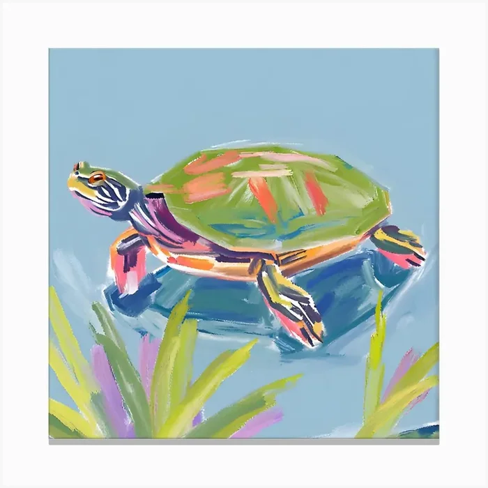 Painted Turtle 05 Canvas Print by Lisa Baum
