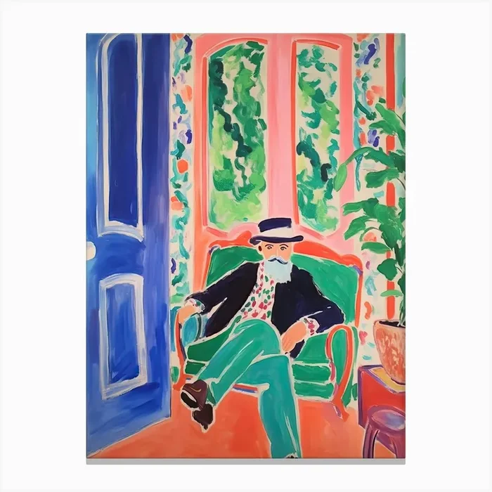 Painting Of Matisse Sitting On A Chair Canvas Print by Mambo
