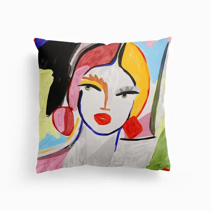 Palette Girl Canvas Cushion by Ana Clerici
