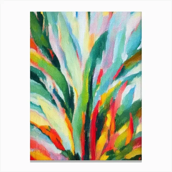 Palm 3 Impressionist Painting Plant Canvas Print by Bloom & Botany Co
