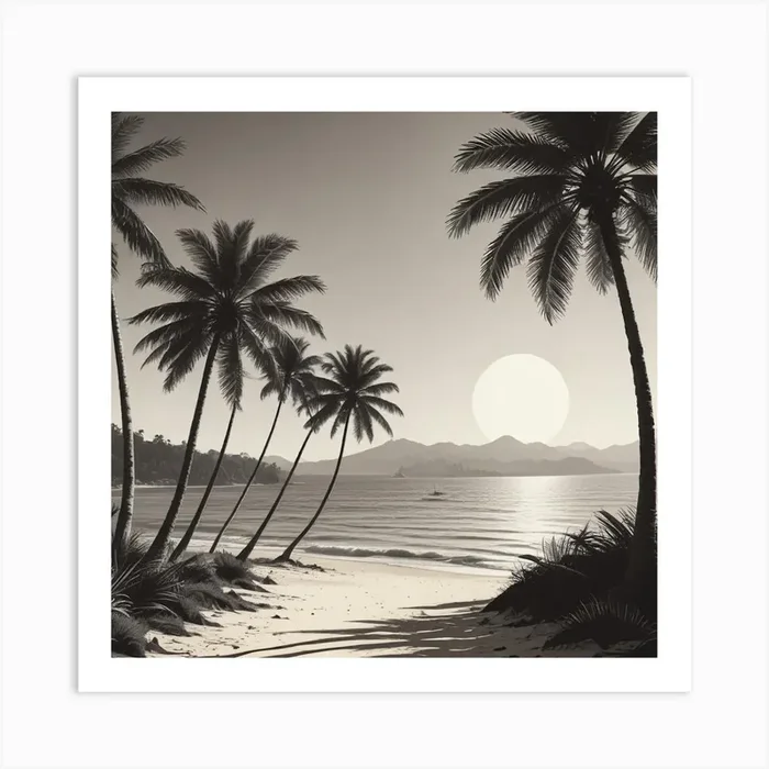 Palm Trees On The Beach Art Print by Fantasy24
