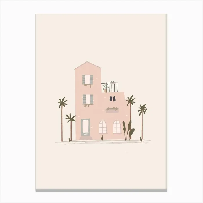 Palmtree House Canvas Print by Georgia May Design