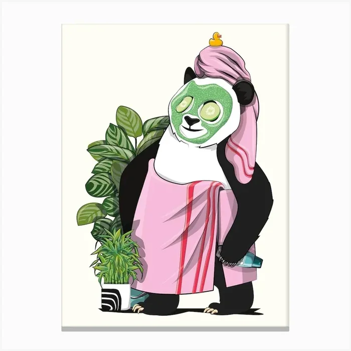 Panda Facemask Canvas Print by Wyatt 9