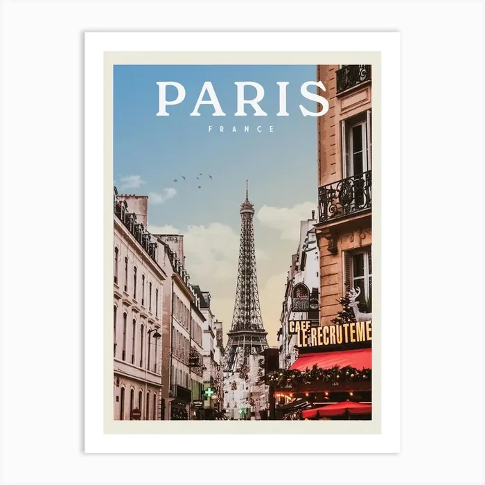 Paris France Travel Poster 2 Art Print by Vintaprints