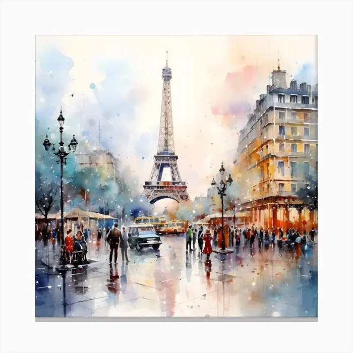 Paris Watercolor Painting Canvas Print by DigitalDoodle
