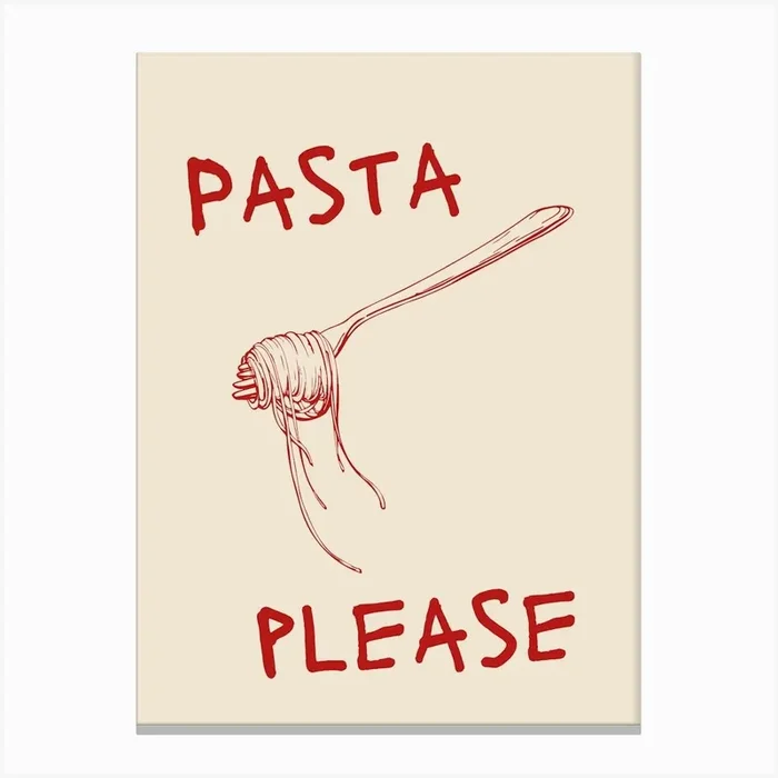 Pasta Please Red Poster Canvas Print by Artful Appetite