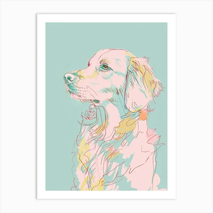 Pastel Nova Scotia Duck Tolling Retriever Dog Pastel Line Illustration 1 Art Print by Woof and Whiskers