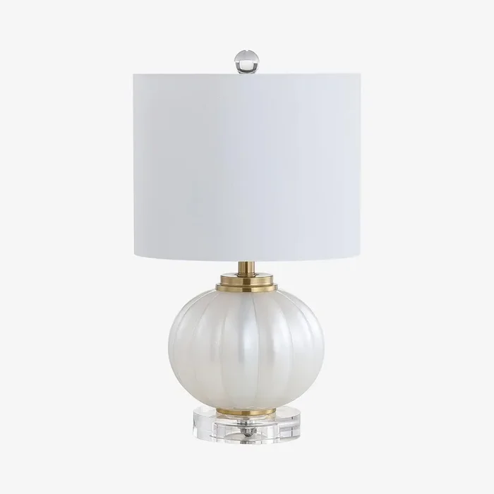 Pearl LED Table Lamp – White / Brass Gold – Glass by JONATHAN Y