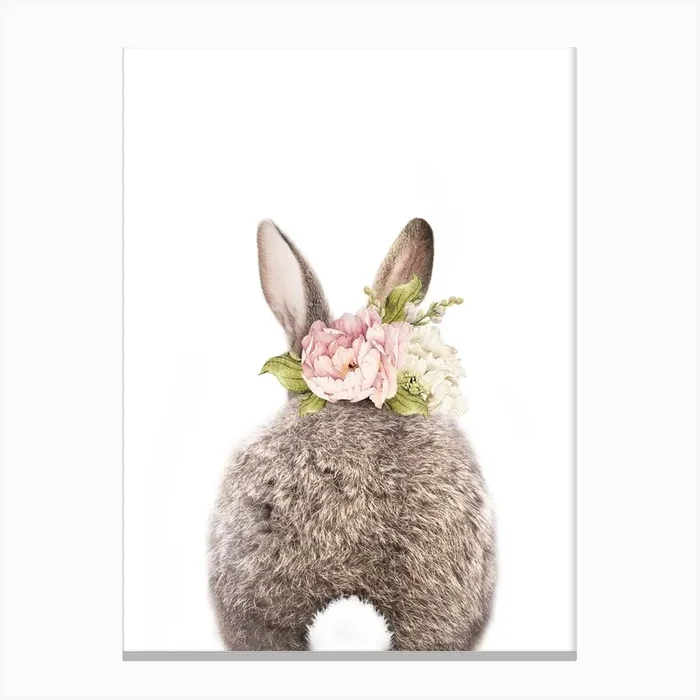 Peekaboo Floral Bunny Tail Canvas PrintLA by Lila and Lola