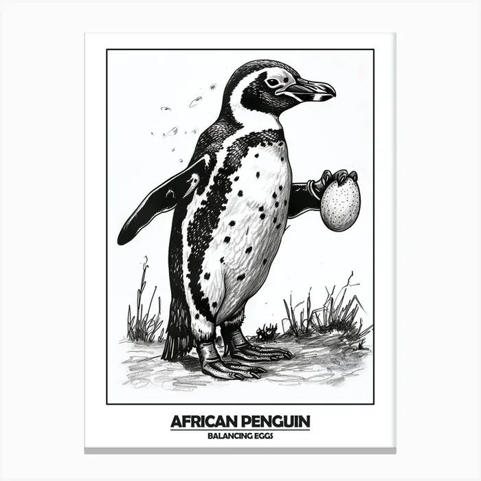 Penguin Balancing Eggs Poster 4 Canvas Print by Energy of the Sea