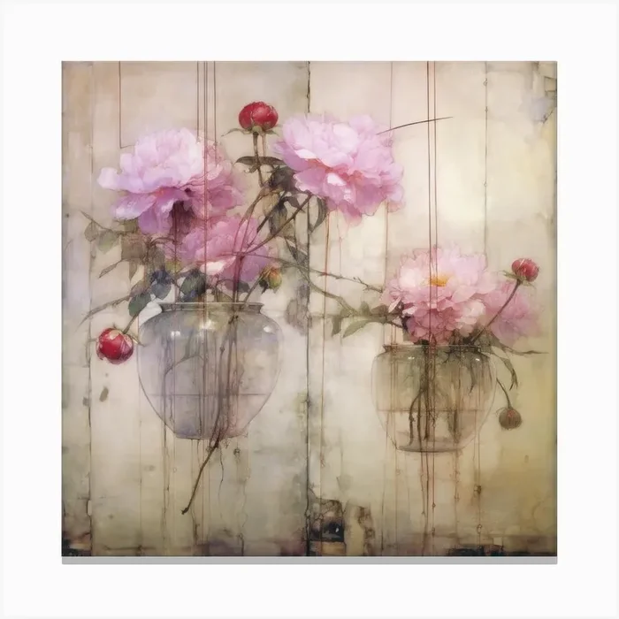 Peonies In Vases Canvas Print by Peony Sunday