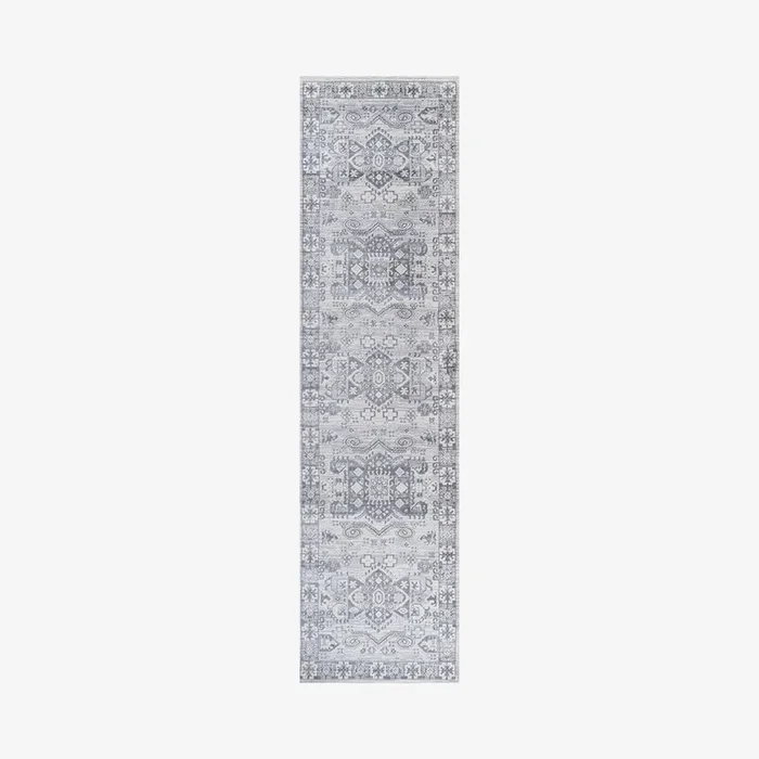 Persian Medallion Runner Rug – Light Gray by JONATHAN Y