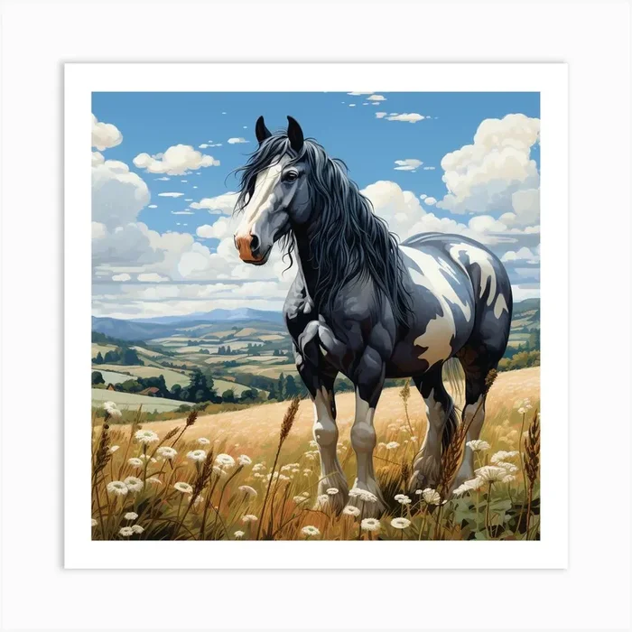 Piebald Horse In Countryside Art Print by Lozzerly