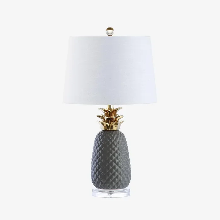 Pineapple LED Table Lamp – Grey / Gold – Ceramic by JONATHAN Y