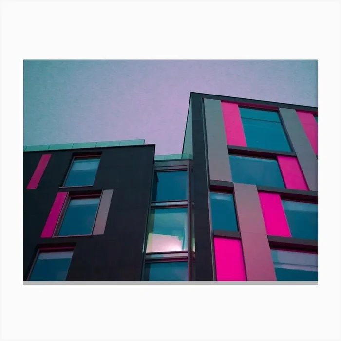 Pink Building At Dusk Canvas Print by Andrea Lambe