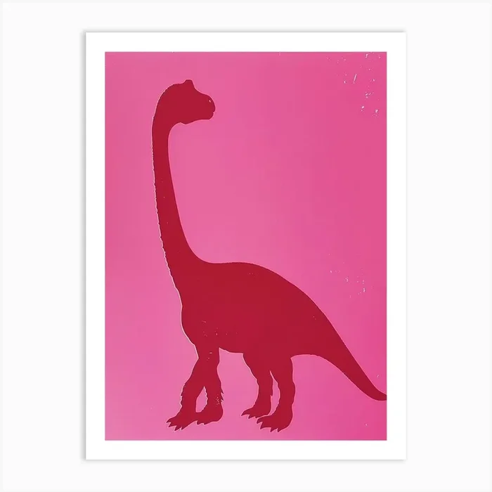 Pink Dinosaur Silhouette 1 Art Print by Dino Delights