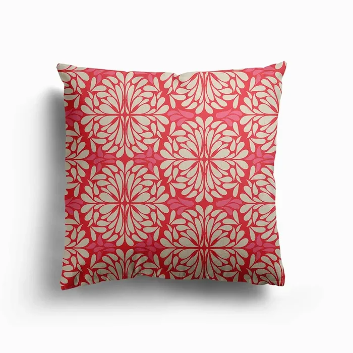 Pink Geometric Pattern Canvas Cushion by Rebecca Woolbright
