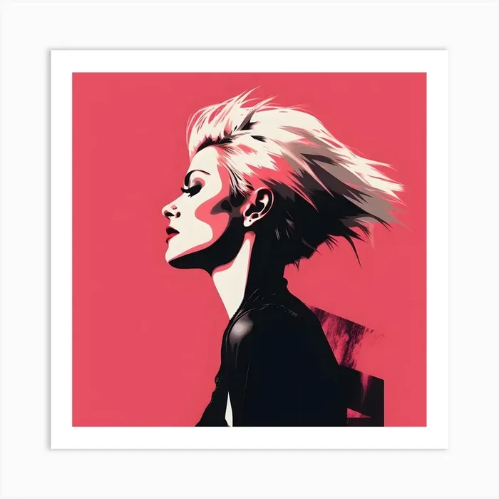 Pink Hair Punk Girl In Leather Jacket Art PrintSC by S.K. Coghlan