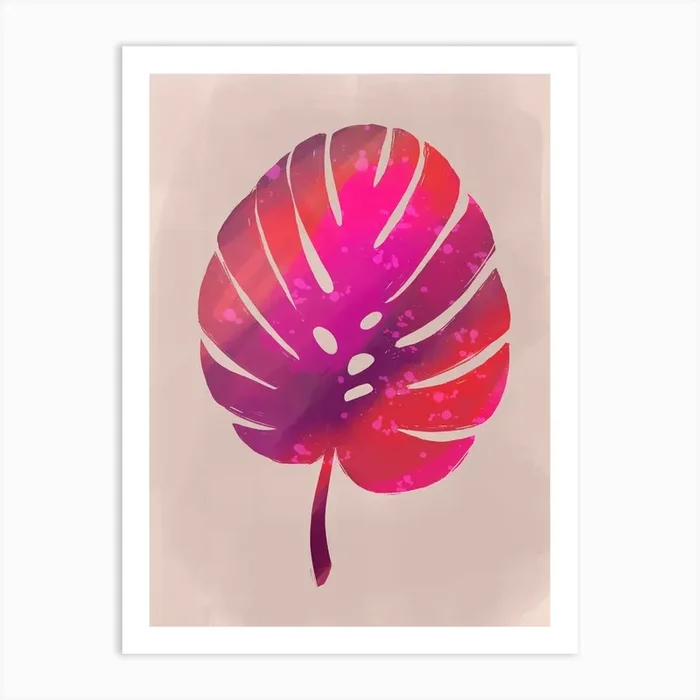 Pink Monstera Art Print by Raspberry Print
